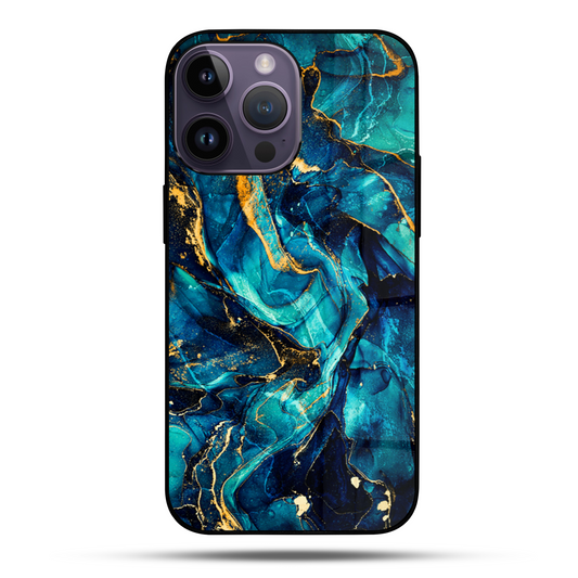 Liquid Marble Ocean Gold SuperGlass Case Cover