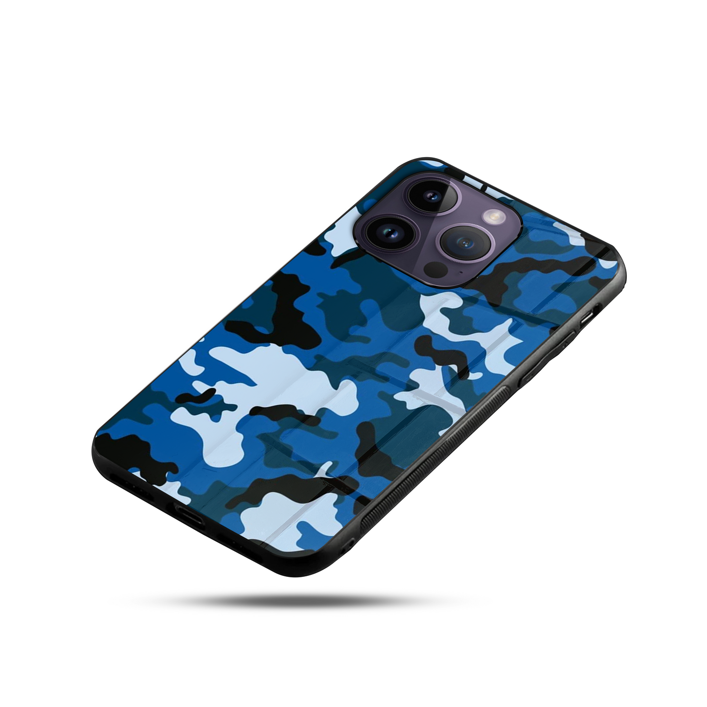 Blue Camo SuperGlass Case Cover