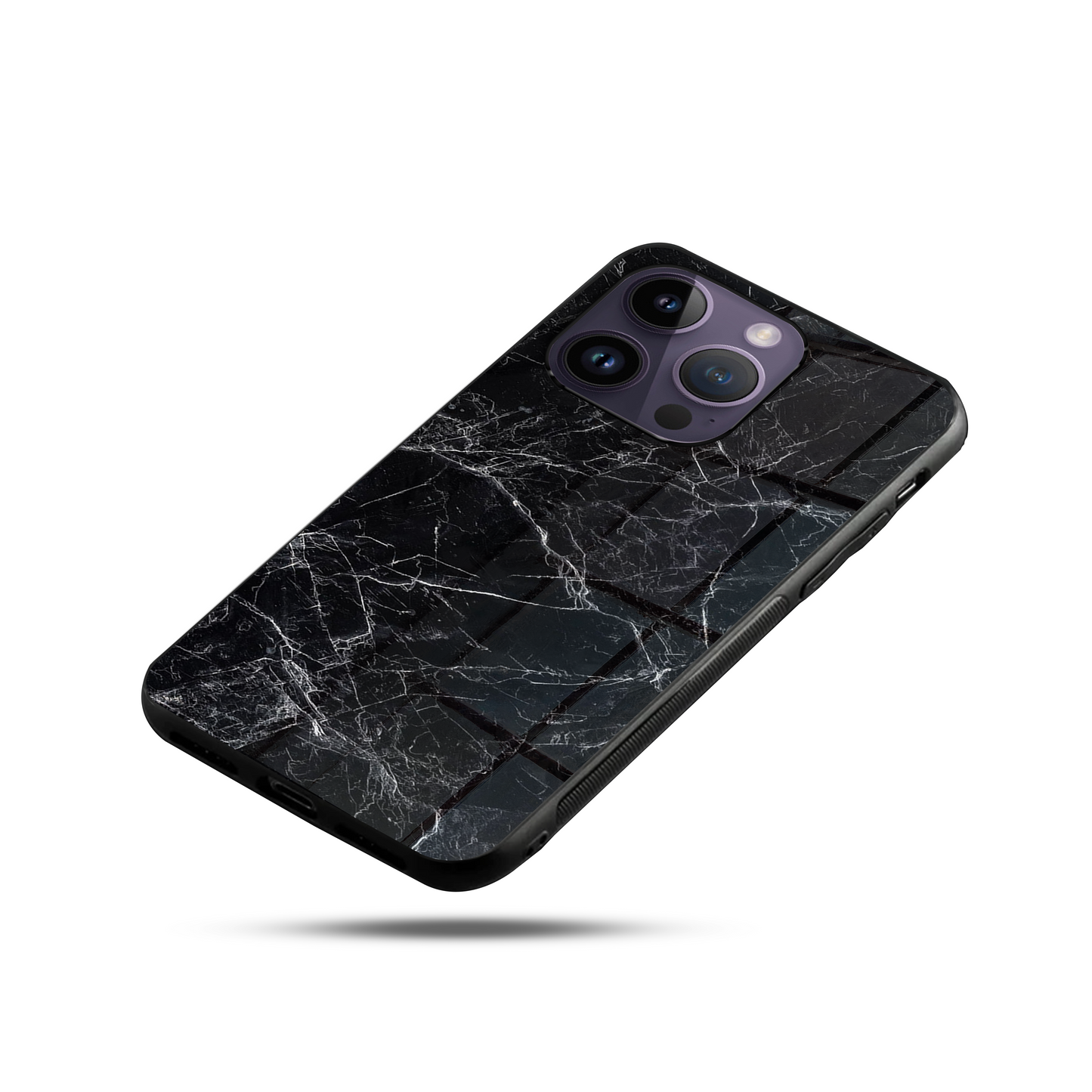 Liquid Marble All Black SuperGlass Case Cover